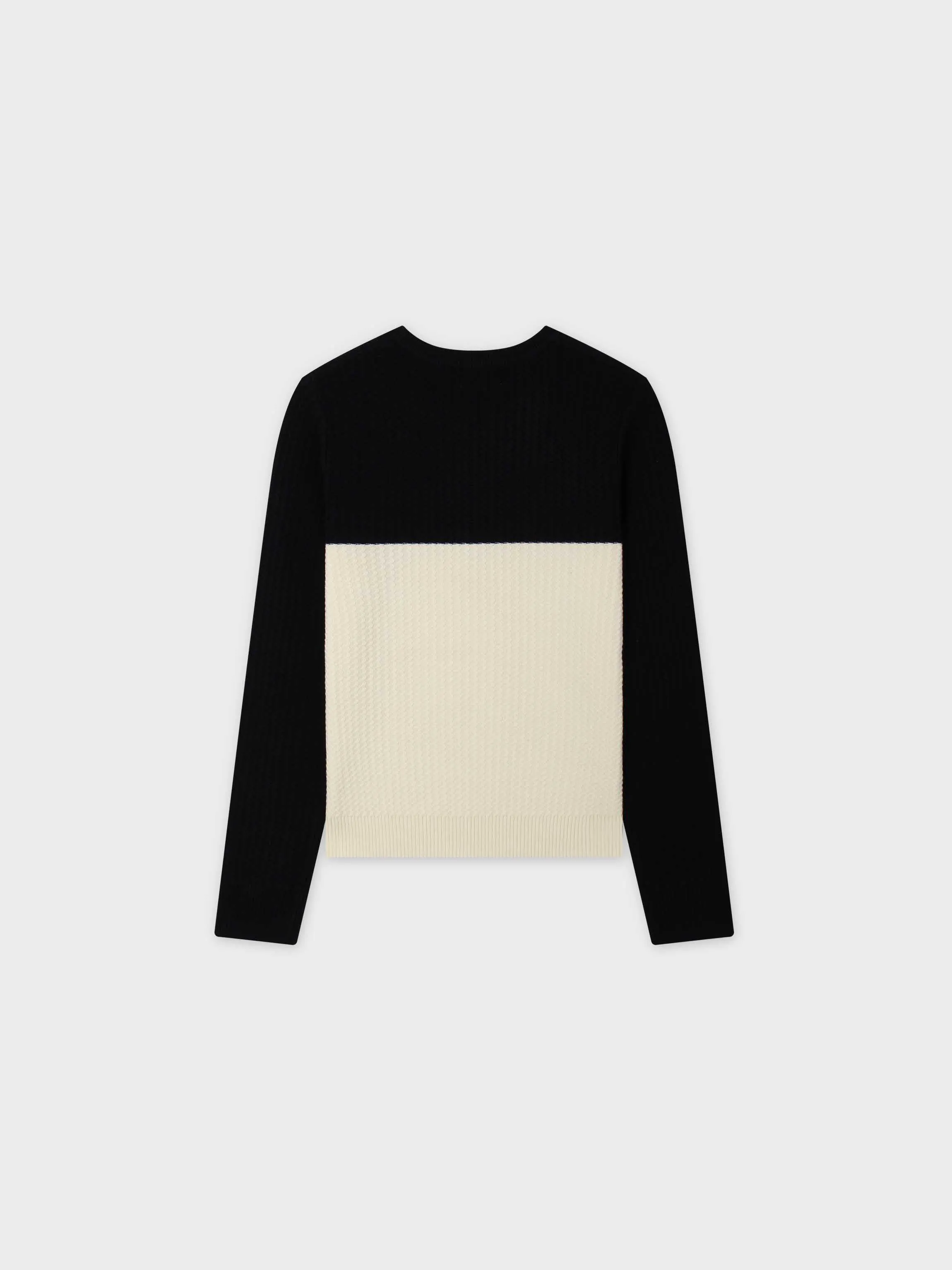 Waffle Wave Sweater-Black/Cream