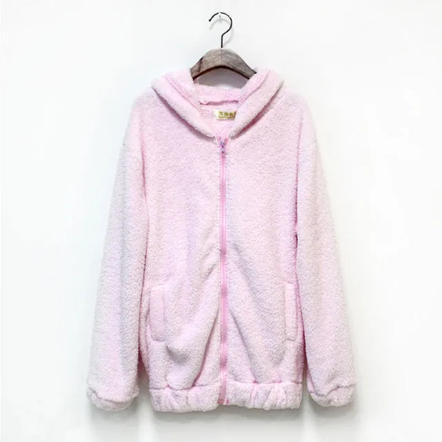 Warm Loose Fluffy Bear Hooded Jacket