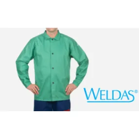 Weldas 33-6630S 9oz Green Welding Jacket 30" Cotton FR Small