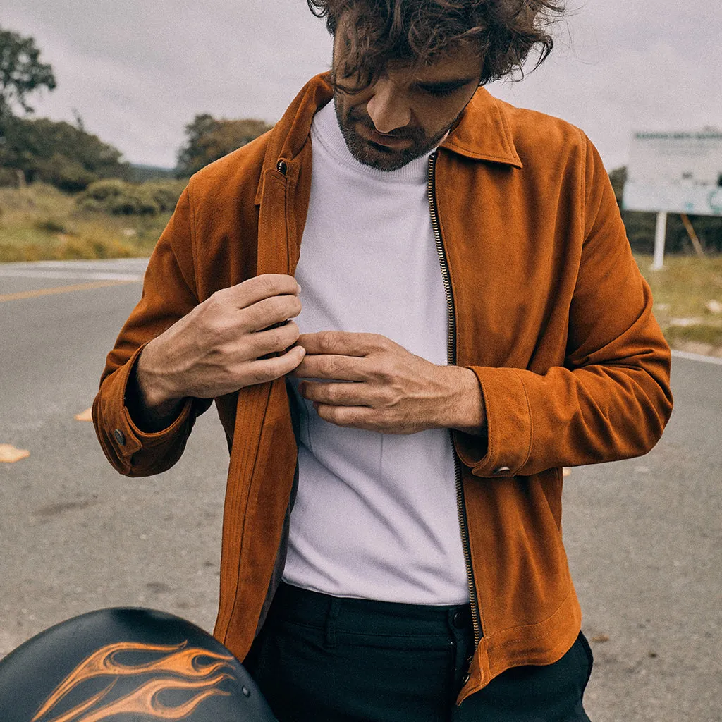 WHARTON MOTO SUEDE JACKET - CINNAMON