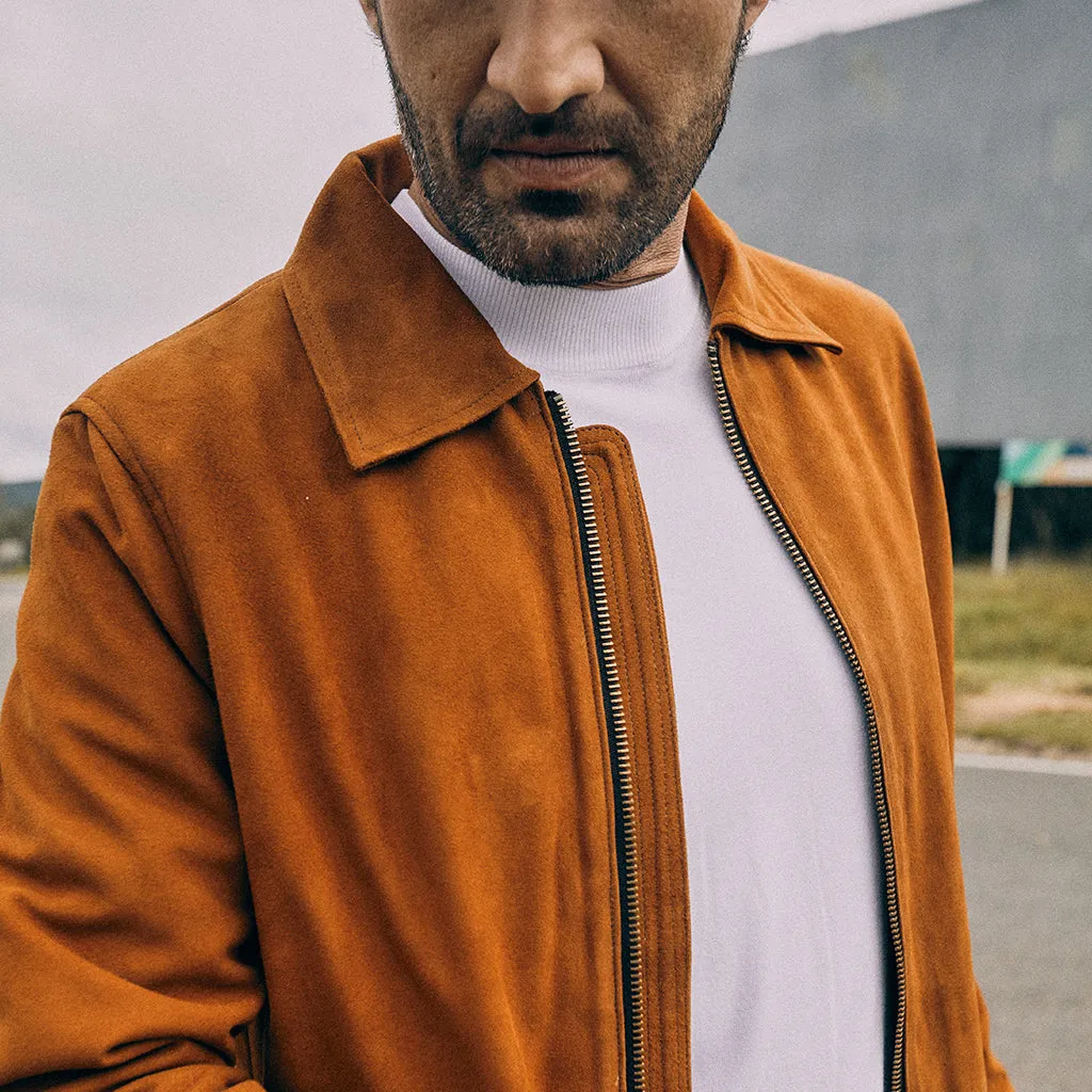 WHARTON MOTO SUEDE JACKET - CINNAMON