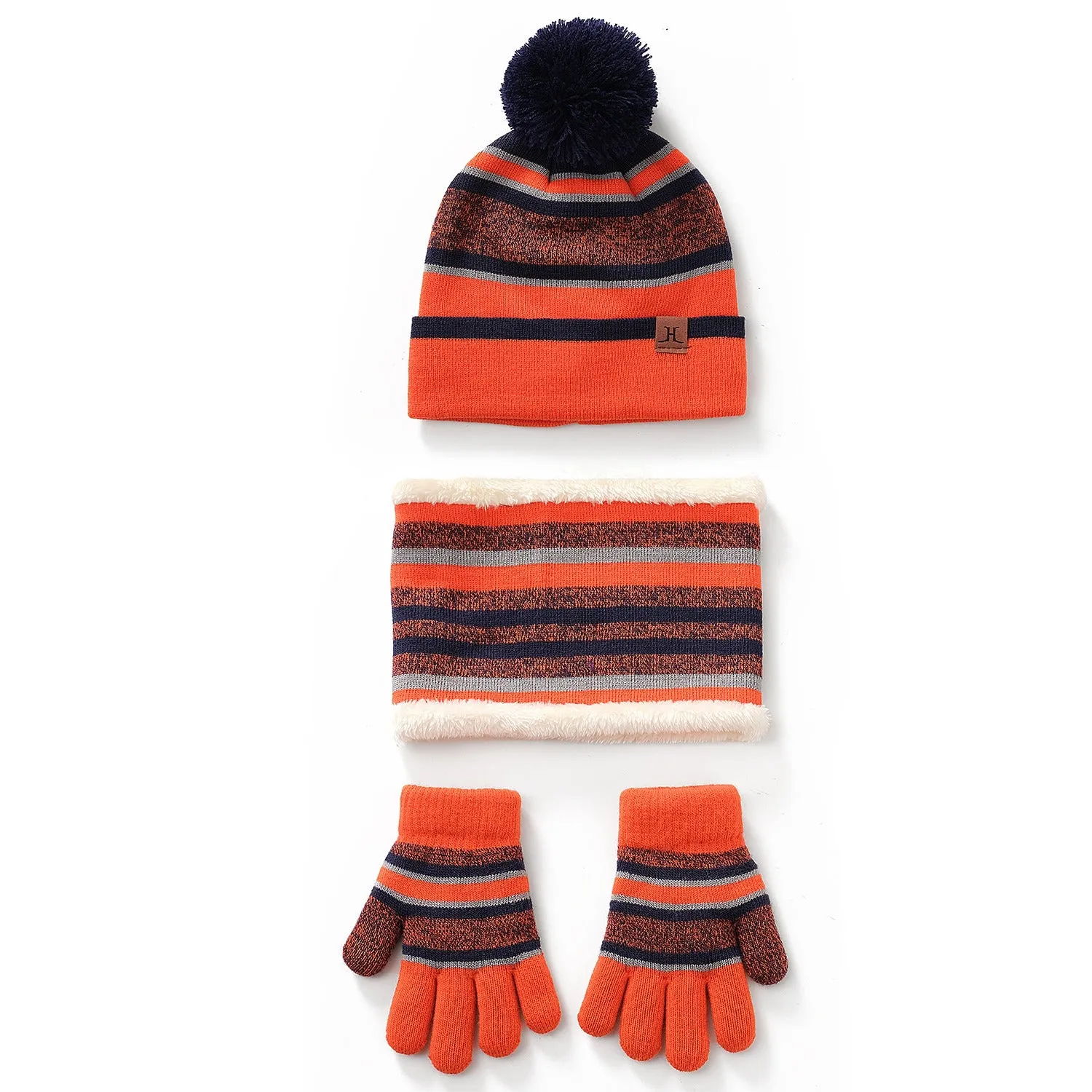 Winter Kids Knitted Hat Scarf Gloves 3Pcs Boys Girls Winter Warm Beanie Hat and Glove Scarf Set Beanie Neck Warmer Mittens for 4-7-Year-Old Kids