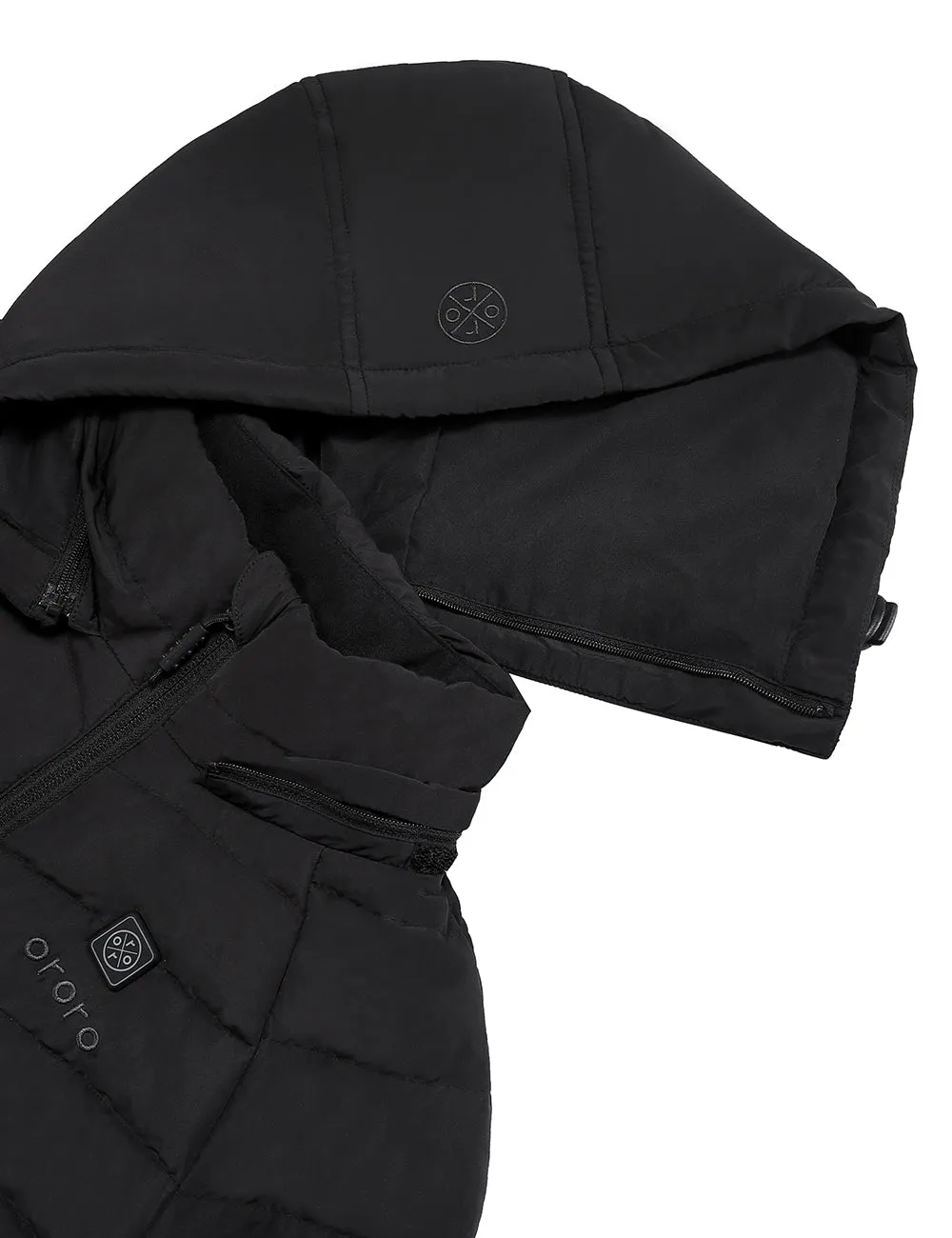 Women's Heated Down Jacket - Black / White