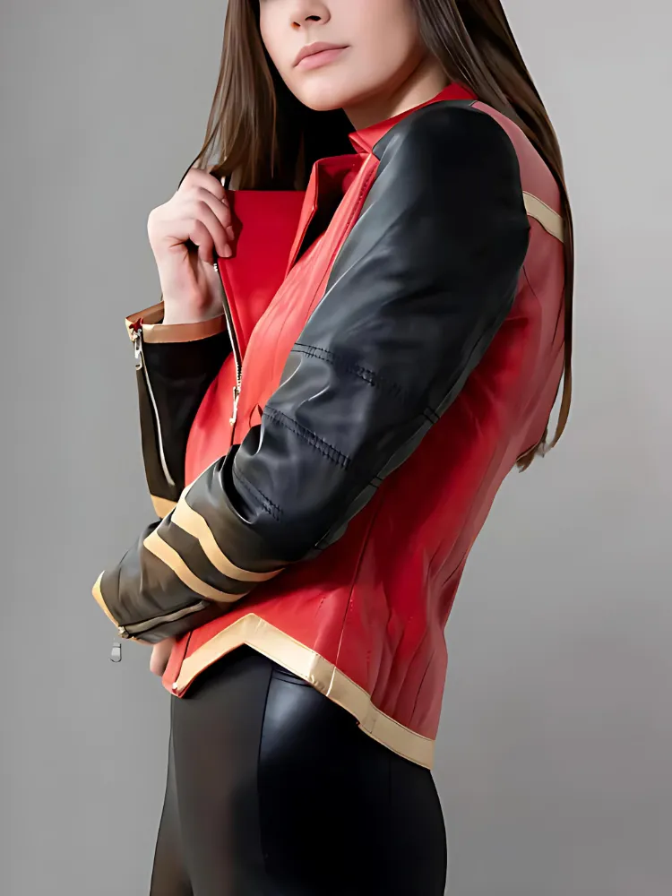 Womens Warrior Red Leather Jacket