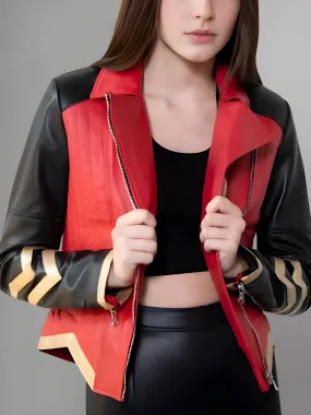 Womens Warrior Red Leather Jacket