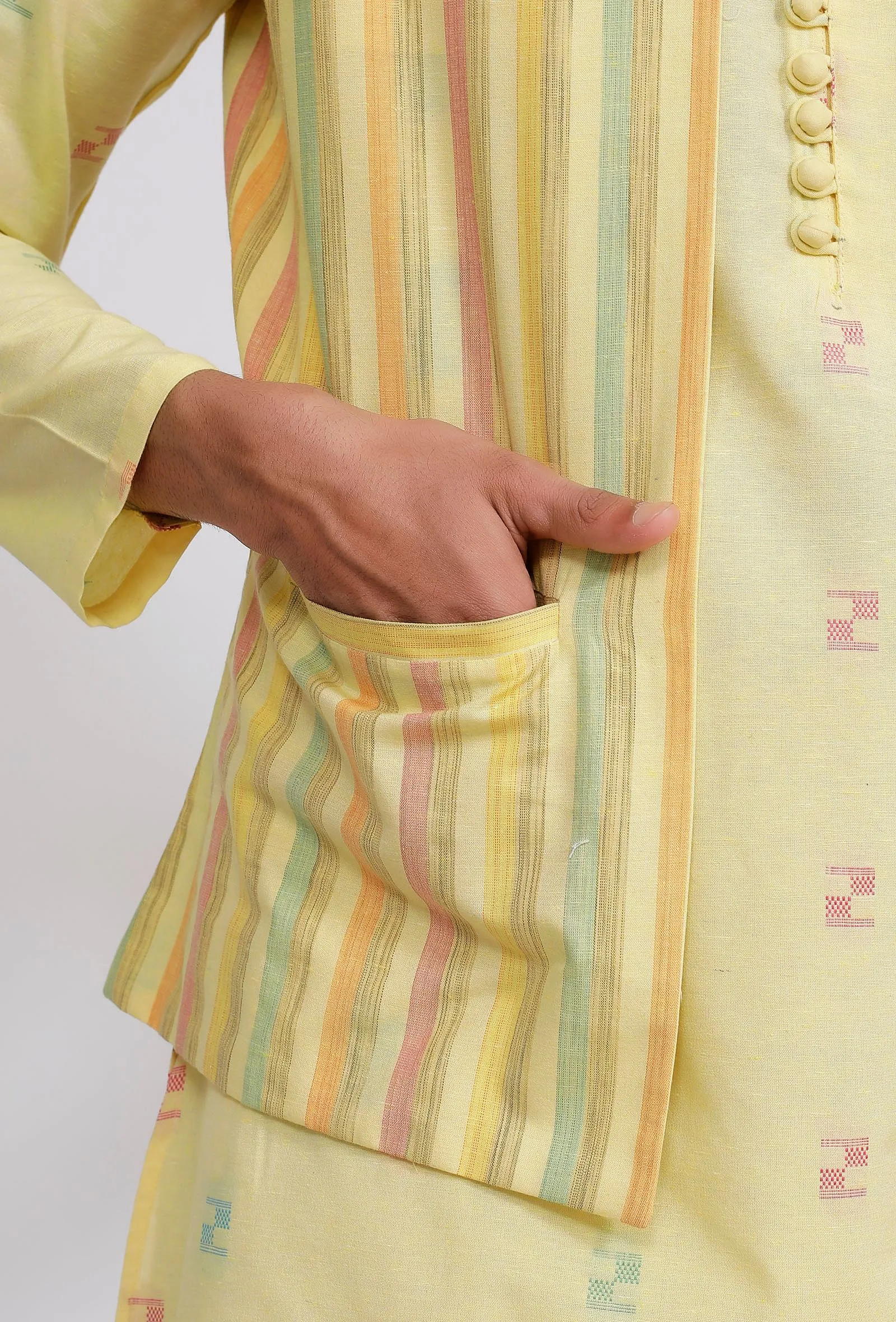 Yellow Stripe Nehru Jacket