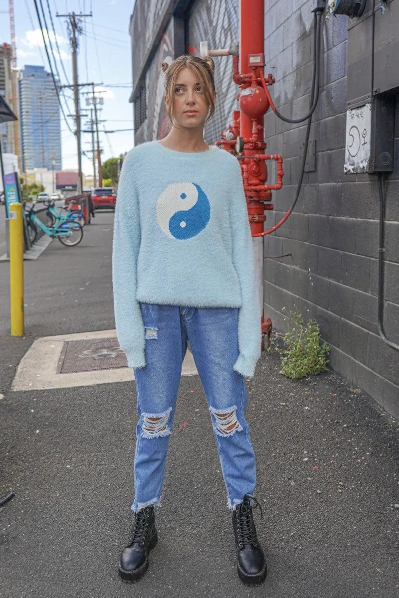 Yin Yang fuzzy sweater