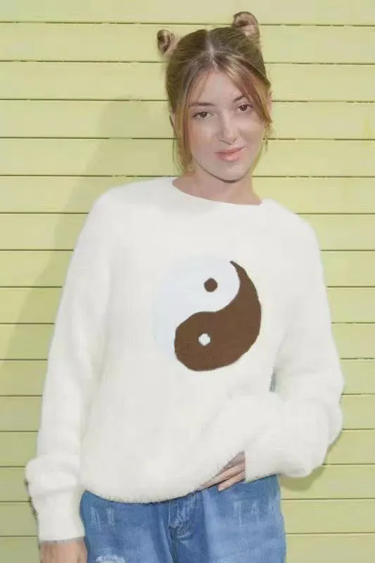 Yin Yang fuzzy sweater